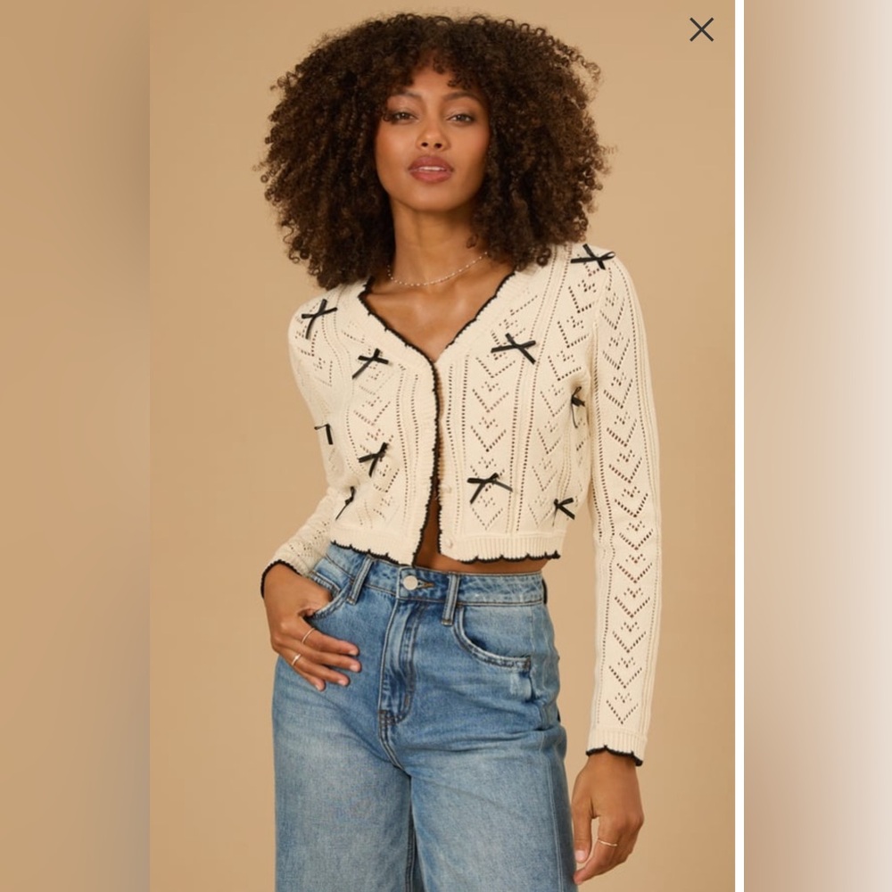 Altar’d State Cece Dainty Bow Cardigan